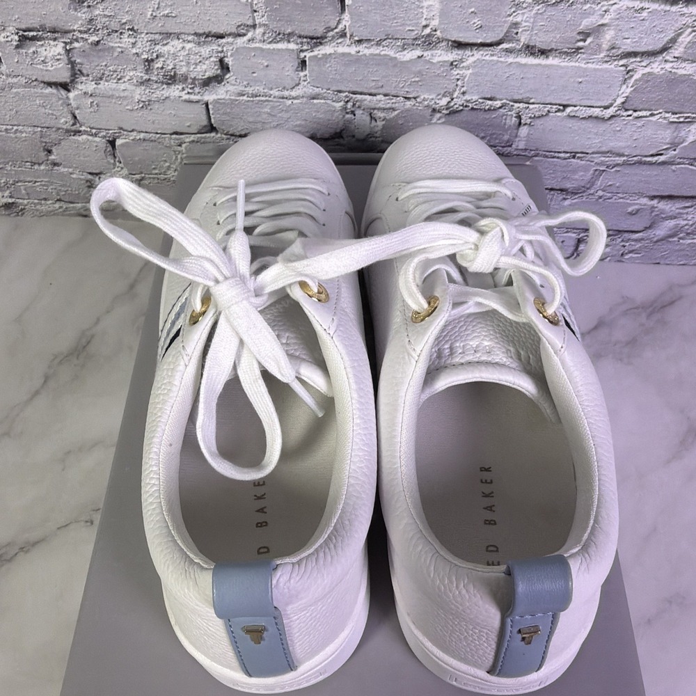 Ted Baker "Bailey Icon" Women's Classic Leather Tennis Shoe (Blue-White) Size 8 - Picture 5 of 8
